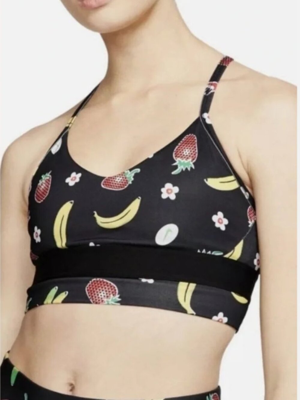 Nike Indy Dri-Fit strawberry and banana print sports bra (size S)